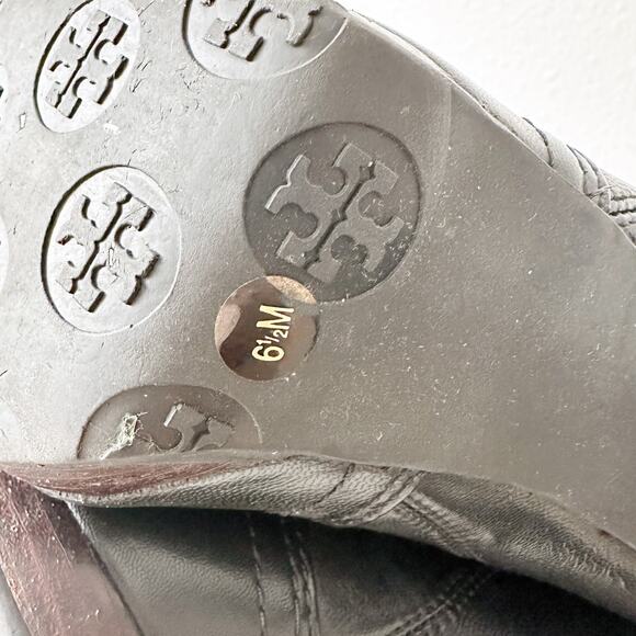 Tory Burch Melrose Black Leather Goldtone Buckle Zipper Bootie Women’s Size 6.5 - Picture 13 of 13